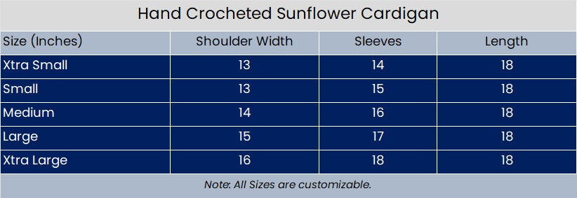 Hand Crocheted Sunflower Cardigan