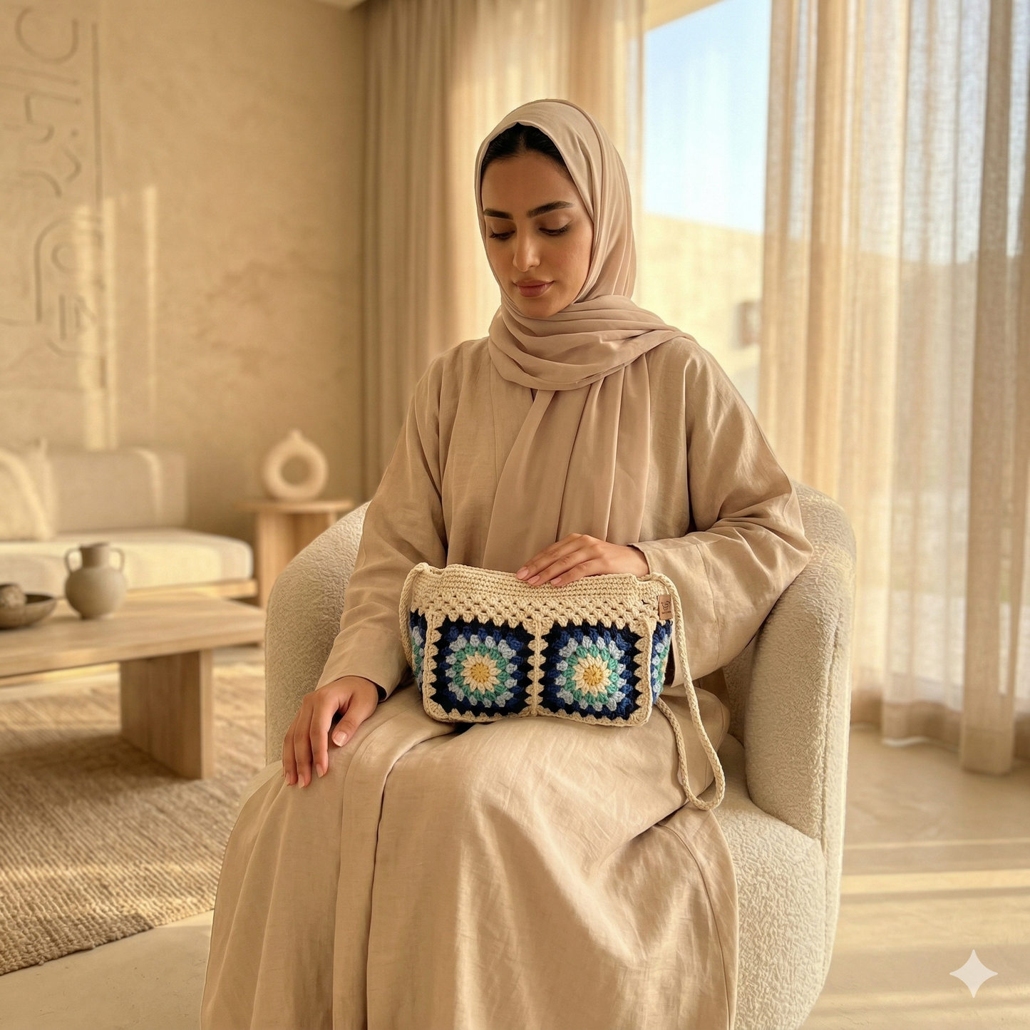 Hand Crocheted Rectangle Shoulder Pouch