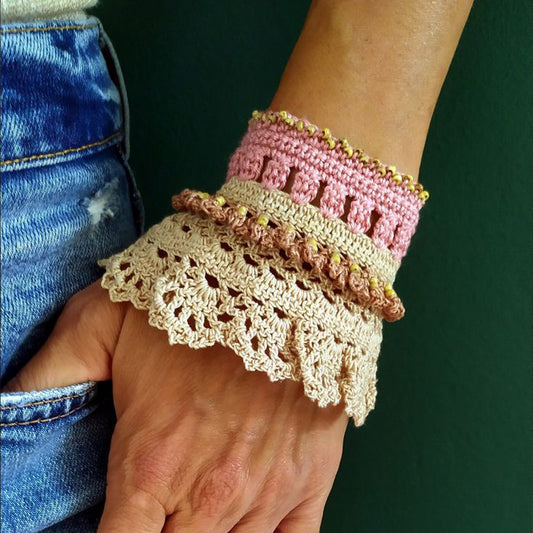 Hand Crocheted Boho-Style Cuff Bracelet