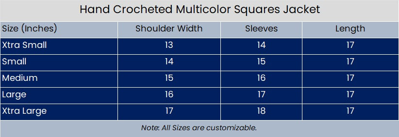 Hand Crocheted Multicolor Squares Jacket