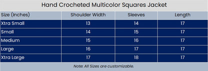 Hand Crocheted Multicolor Squares Jacket