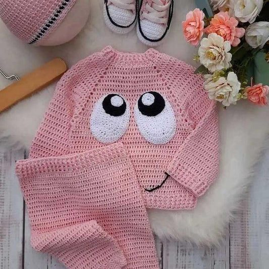 Hand-Crocheted Sweater & Pajama Set for Girls (4-5 Years)