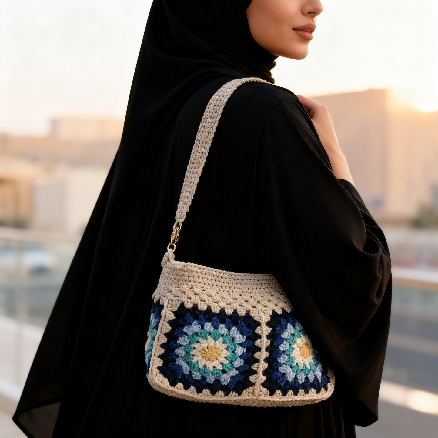 Hand Crocheted Rectangle Shoulder Pouch
