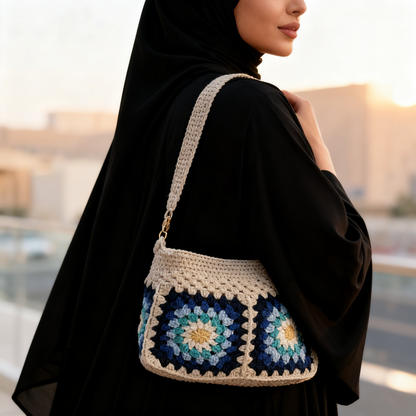Hand Crocheted Rectangle Shoulder Pouch