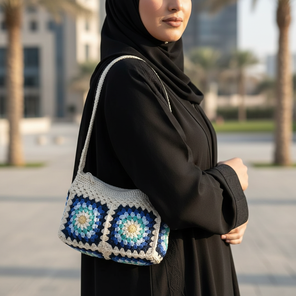 Hand Crocheted Rectangle Shoulder Pouch