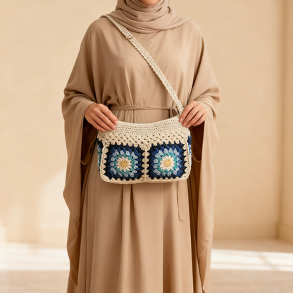 Hand Crocheted Rectangle Shoulder Pouch
