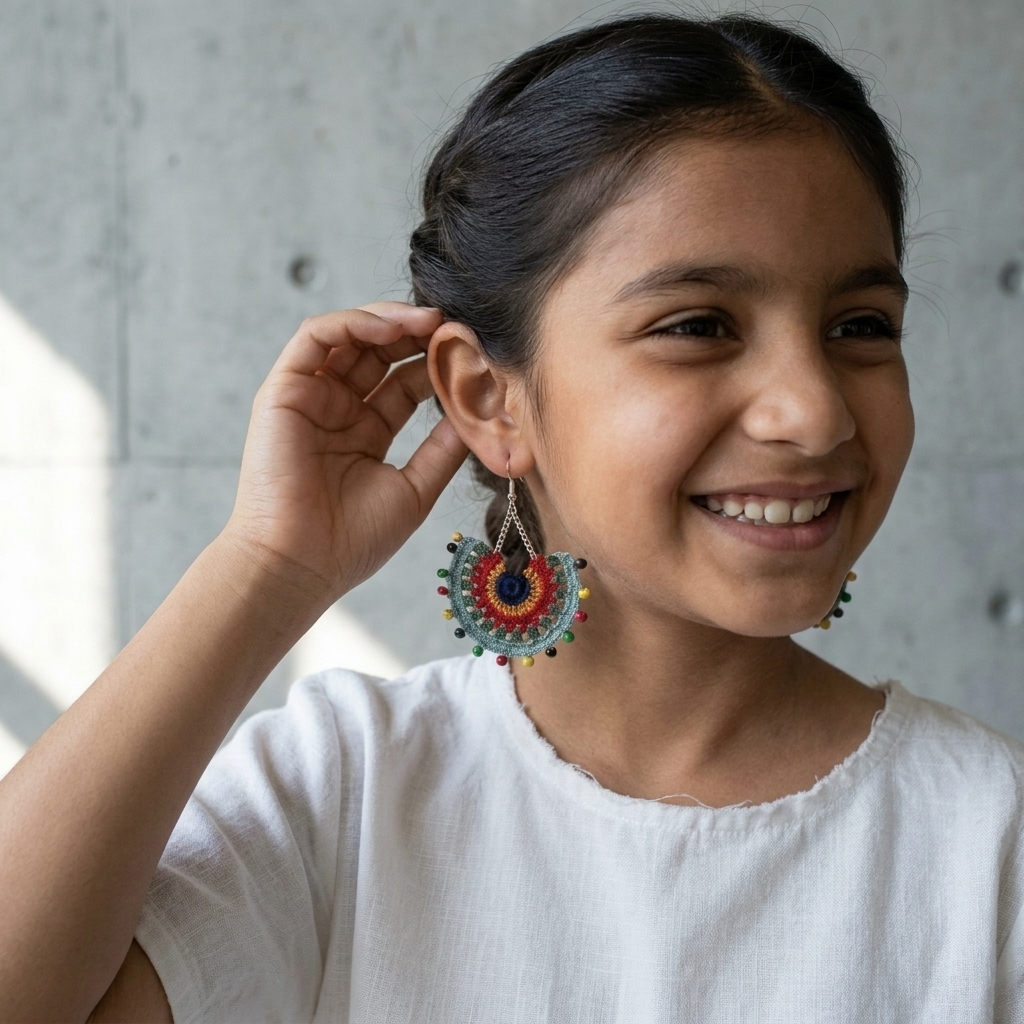 Hand Crocheted Beaded Circular Earrings