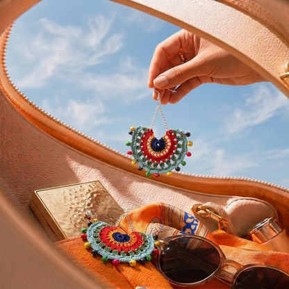 Hand Crocheted Beaded Circular Earrings